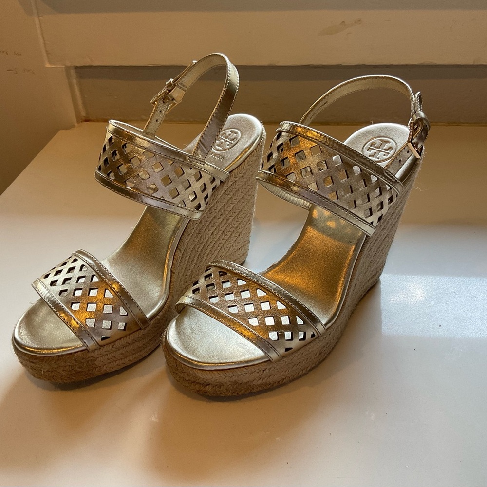 Tory Burch Gold Wedge Sandals